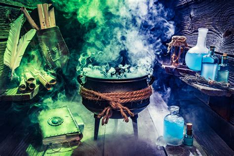 Magic brewing in a cauldron